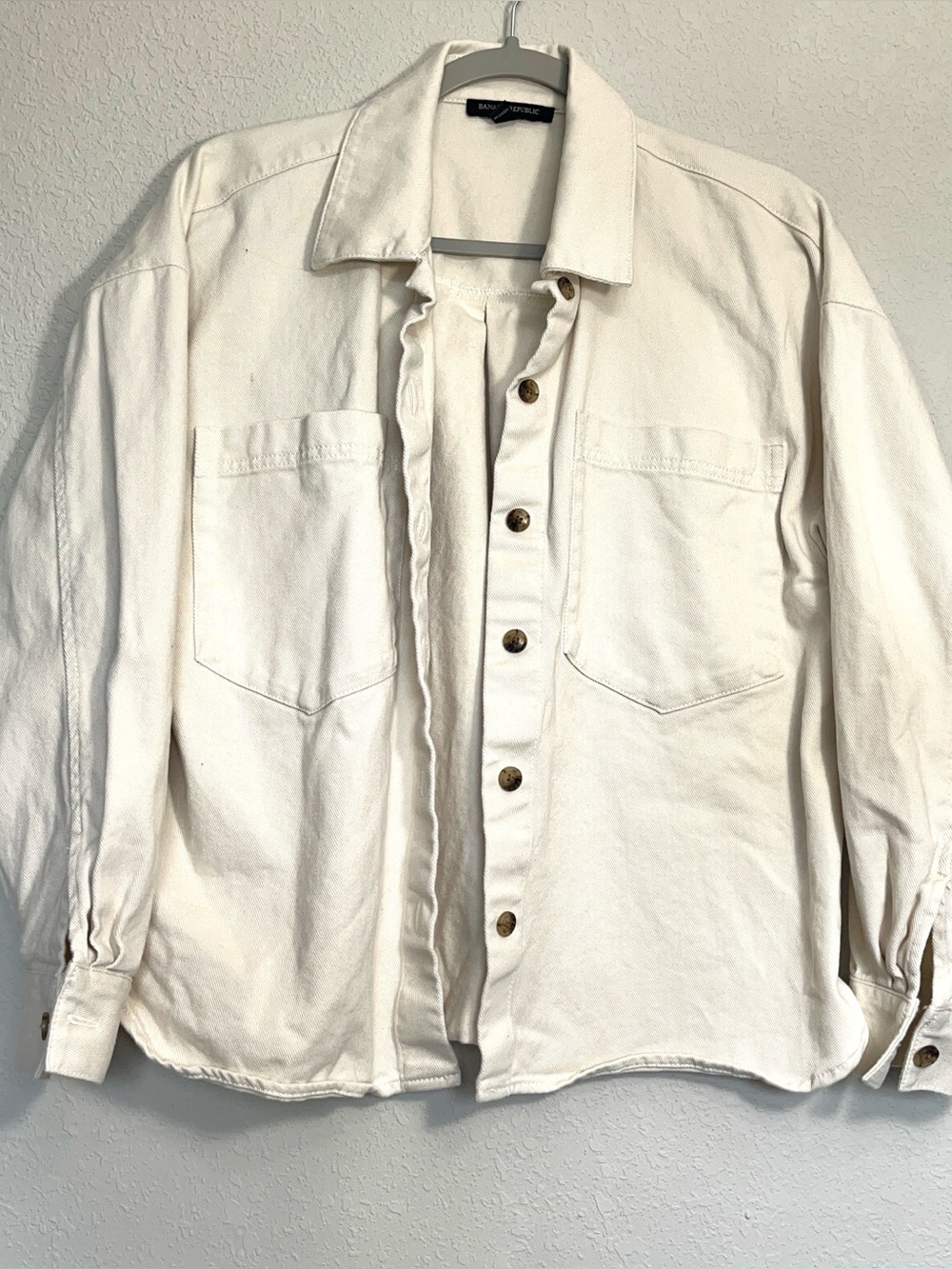 BANANA REPUBLIC 100% Cotton Cream Oversize Denim Jacket Small Grunge Streetwear